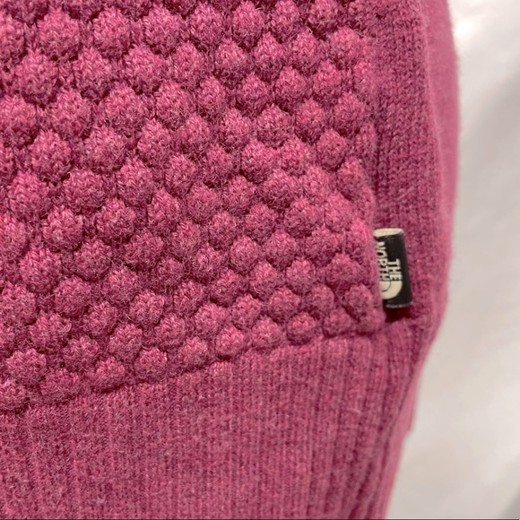 North Face Knit Button up Neck Turtleneck Sweater Burgundy Sz Large - Picture 4 of 10